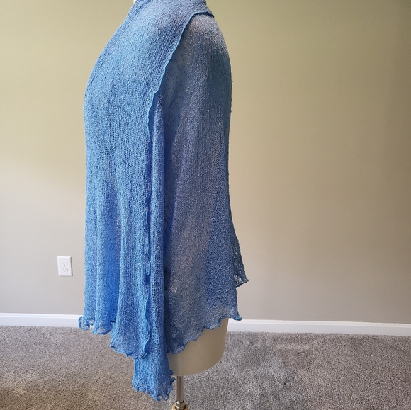 Fresco by Nomadic Traders – Beach Blue Long Mesh/Crochet Cardi/Shawl (One Size) - Picture 7 of 16